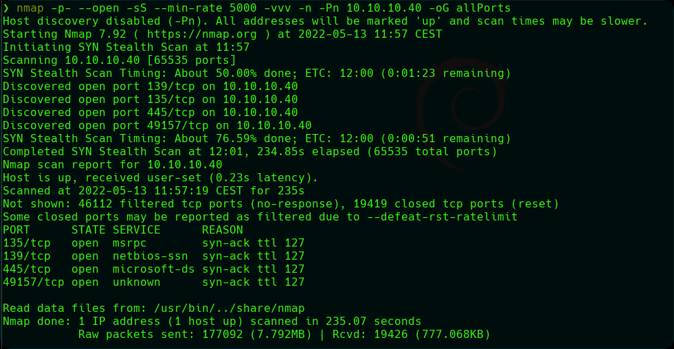 escaneo de puertos con nmap