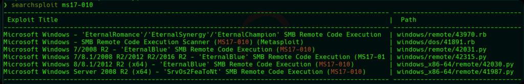 searchsploit ms17-010